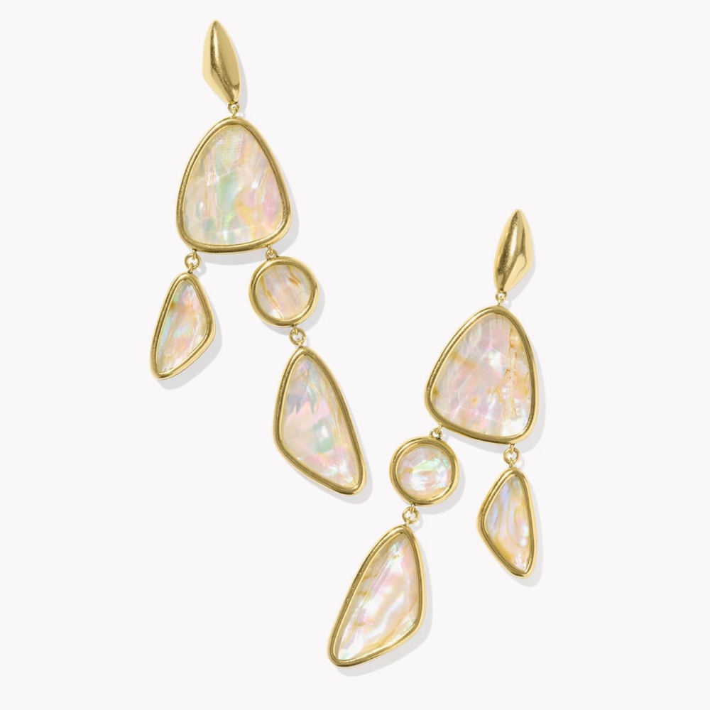 Gorgeous Margot Gold Abalone Statement Earrings - NWOT - Picture 4 of 4